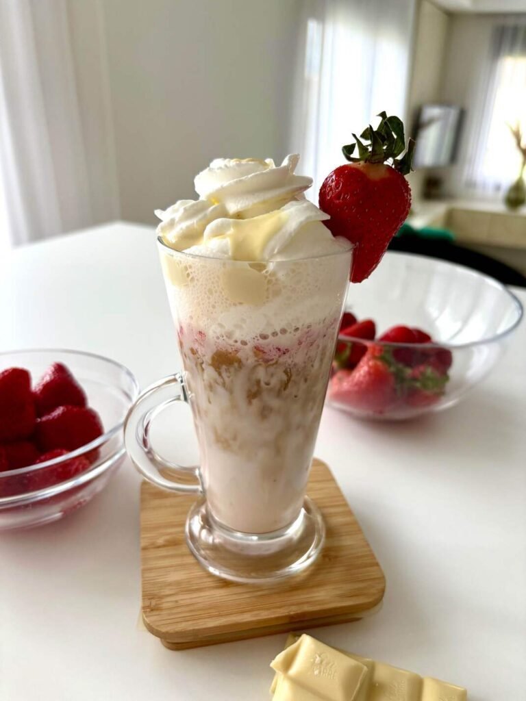 white chocolate strawberry latte