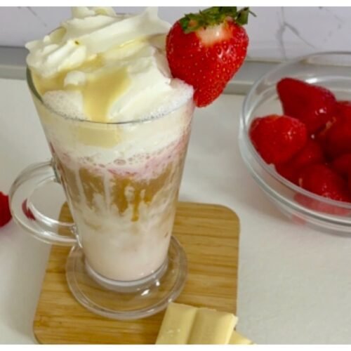 White chocolate strawberry latte
