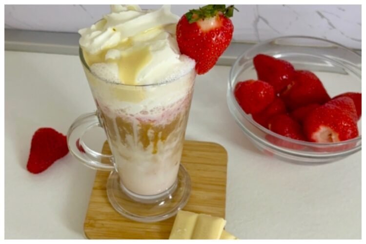 White chocolate strawberry latte