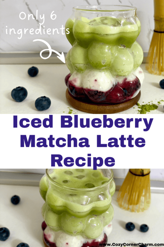 Iced blueberry matcha latte recipe
