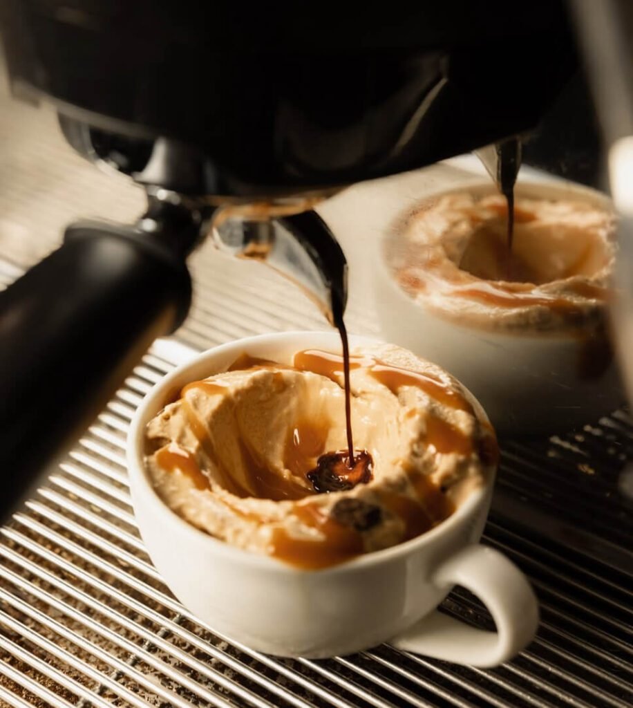 caramel affogato drink