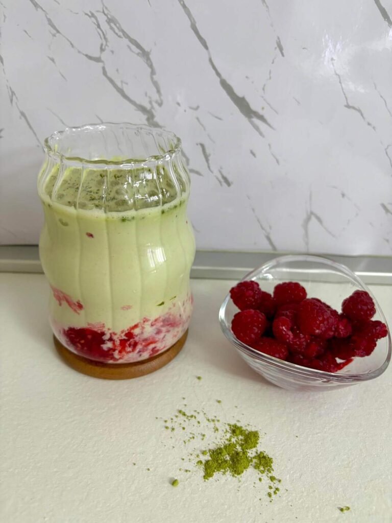 raspberry matcha latte