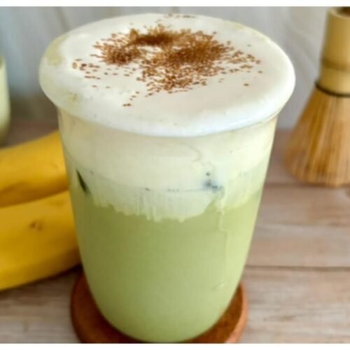 iced banana bread matcha latte