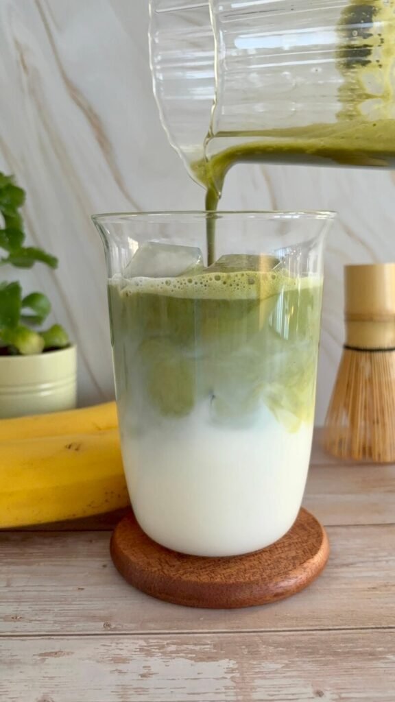 iced banana bread matcha latte