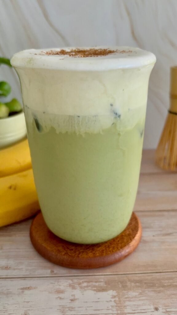 iced banana bread matcha latte 