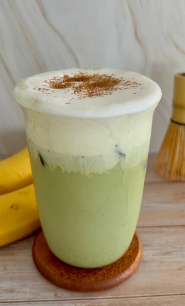 iced banana bread matcha latte 