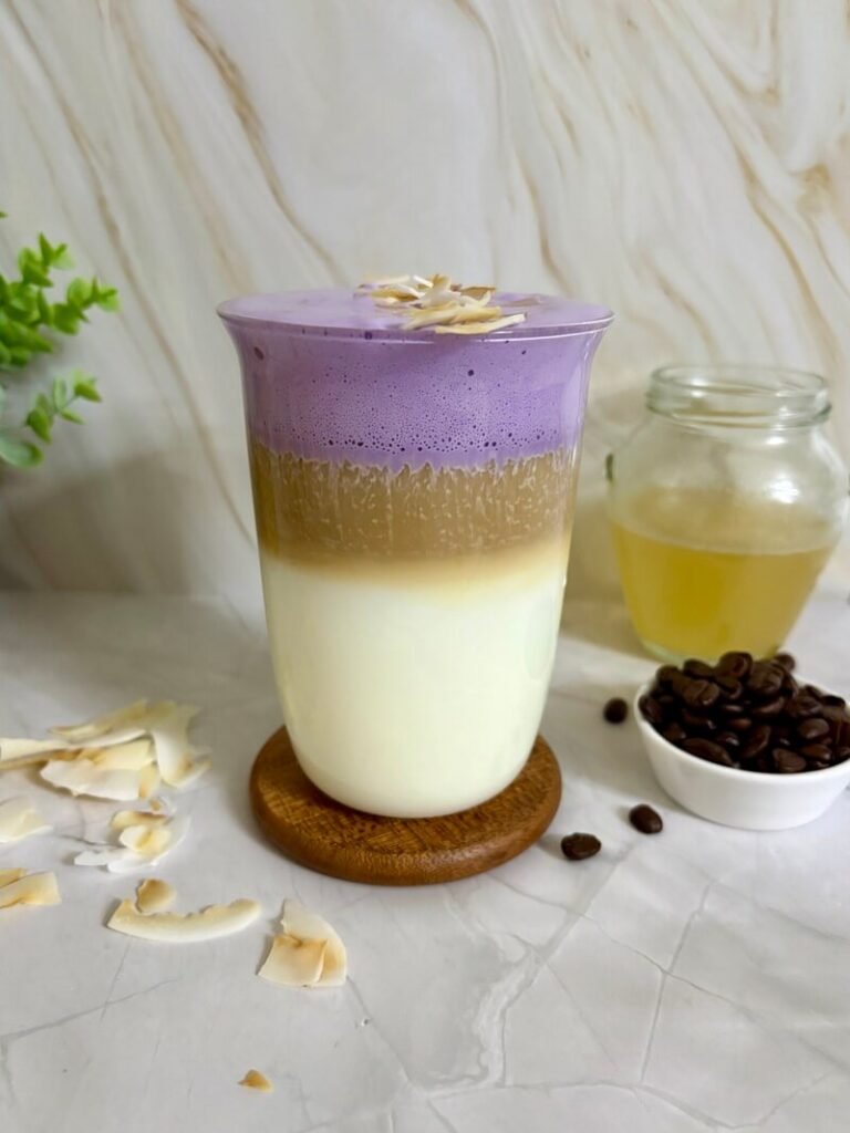 iced ube coconut macchiato recipe, Starbucks copycat 