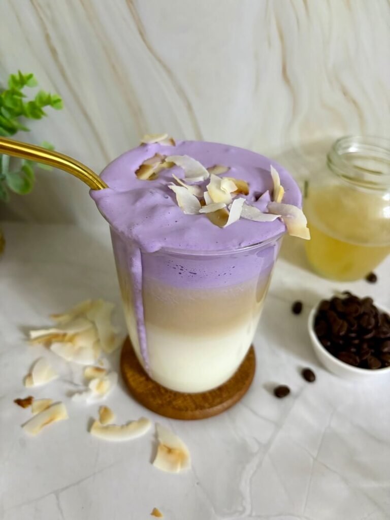 iced ube coconut macchiato recipe, Starbucks copycat 