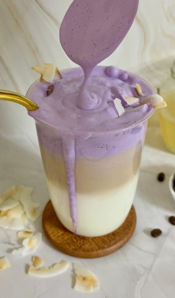 iced ube coconut macchiato recipe, Starbucks copycat 