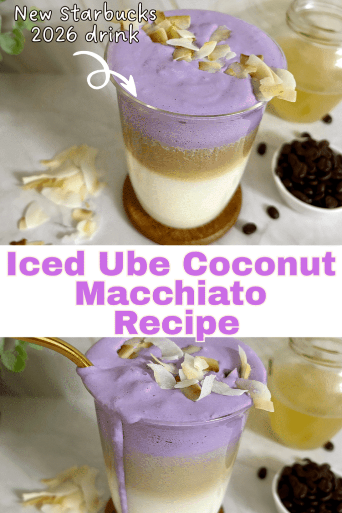 iced ube coconut macchiato recipe, starbucks copycat
