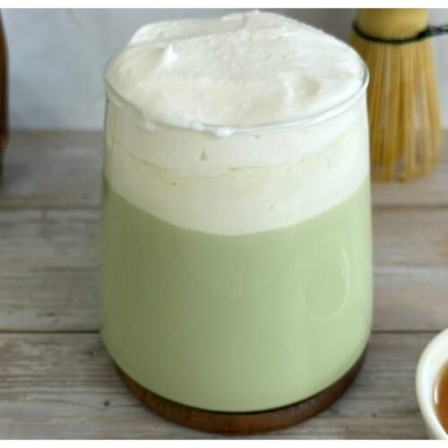 salted maple matcha latte