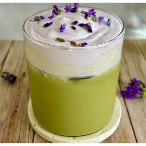 lavender cream matcha latte
