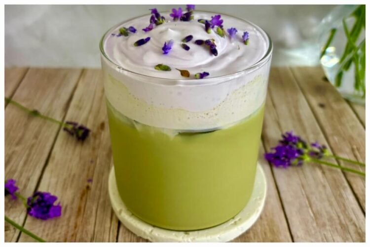 lavender cream matcha latte