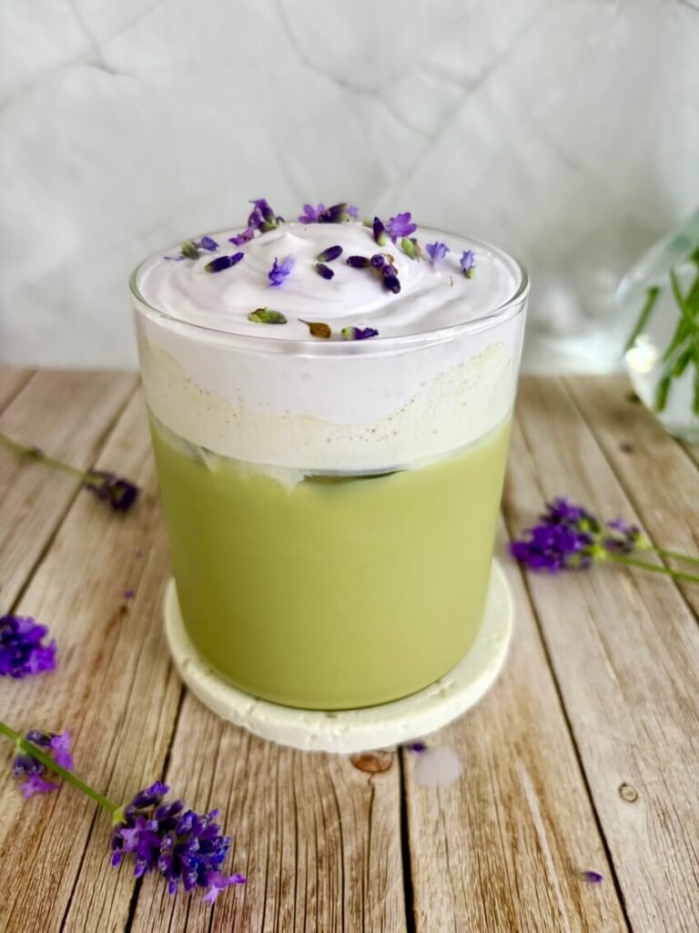 lavender cream matcha latte