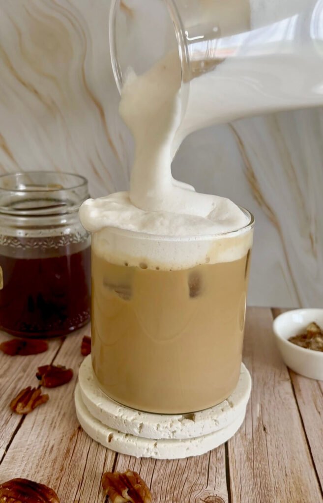 iced pecan crunch oatmilk latte
